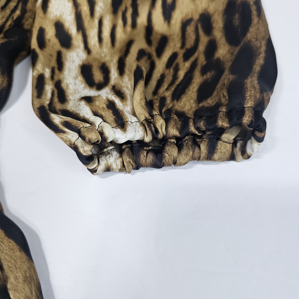 Michael Kors Blouse-Womens Medium-Leopard/Cheetah Print Top-Stretch Animal Print - Picture 11 of 12